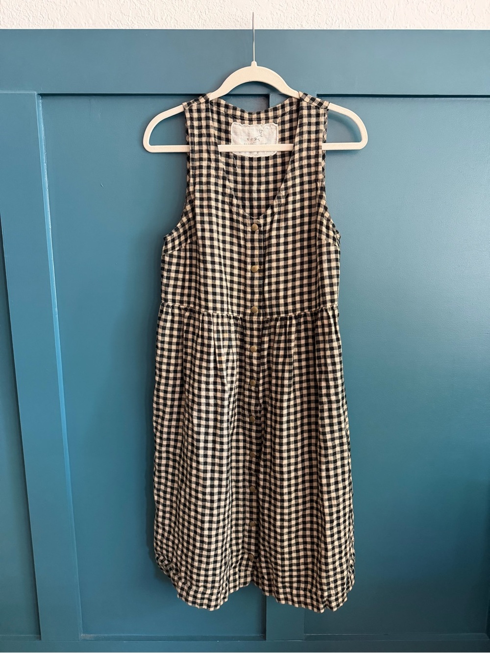 notPERFECTLINEN Mid Sand Gingham Valley Dress
